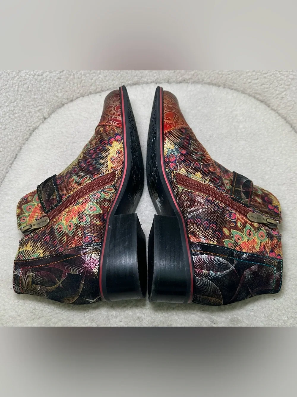L’Artiste by Spring Step Georgiana-Scope Leather Ankle Booties Boho US 6.5-7